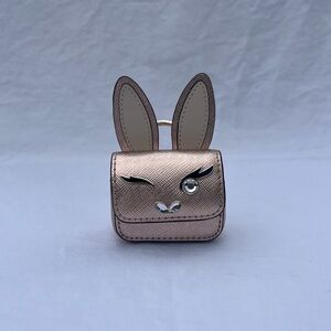 Kate Spade winking bunny keychain purse charm rose gold with rhinestones